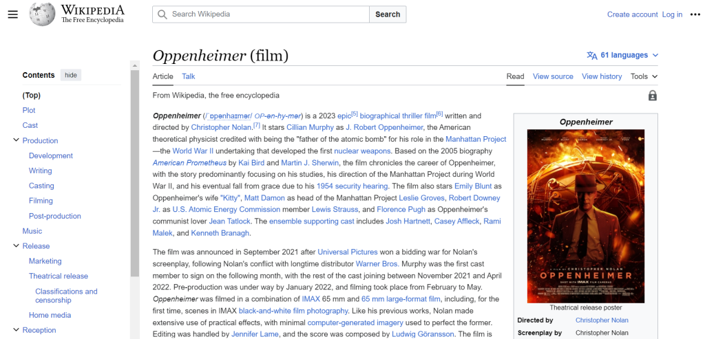 Why Create a Wikipedia Page for a Film